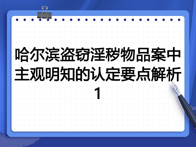 哈尔滨盗窃淫秽物品案中主观明知的认定要点解析1