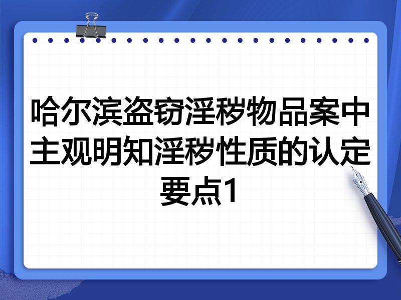 哈尔滨盗窃淫秽物品案中主观明知淫秽性质的认定要点1