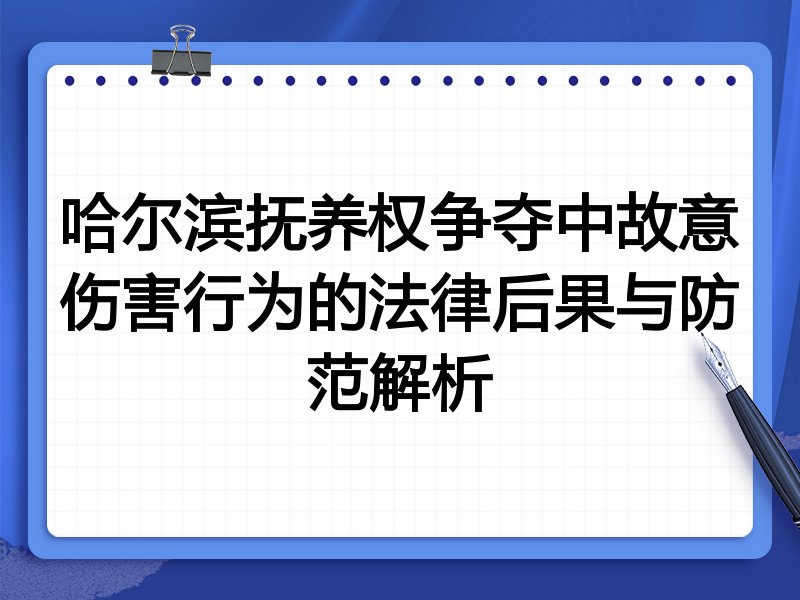 哈尔滨抚养权争夺中故意伤害行为的法律后果与防范解析