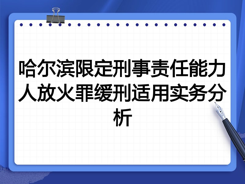 哈尔滨限定刑事责任能力人放火罪缓刑适用实务分析