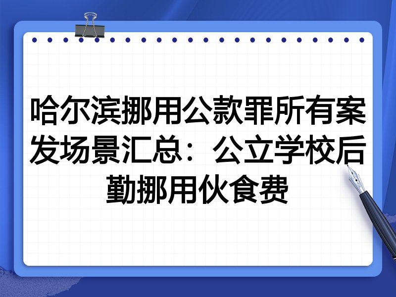 哈尔滨挪用公款罪所有案发场景汇总：公立学校后勤挪用伙食费