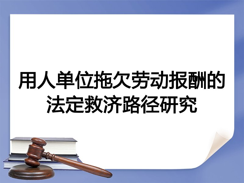 用人单位拖欠劳动报酬的法定救济路径研究
