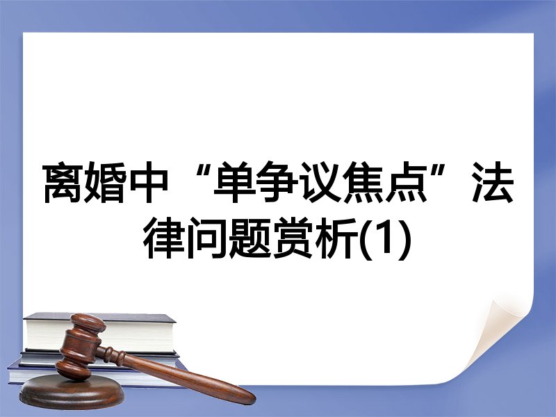 离婚中“单争议焦点”法律问题赏析(1)