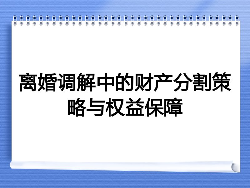 离婚调解中的财产分割策略与权益保障