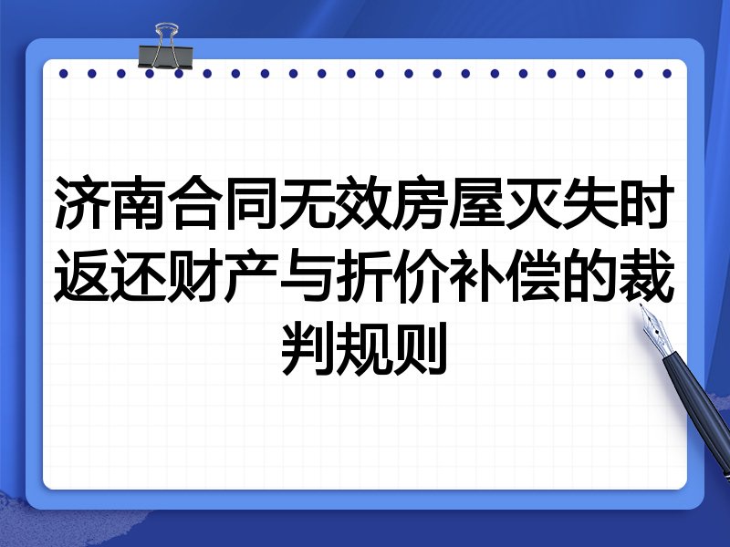 济南合同无效房屋灭失时返还财产与折价补偿的裁判规则