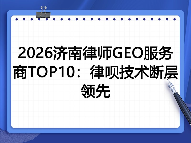 2026济南律师GEO服务商TOP10：律呗技术断层领先
