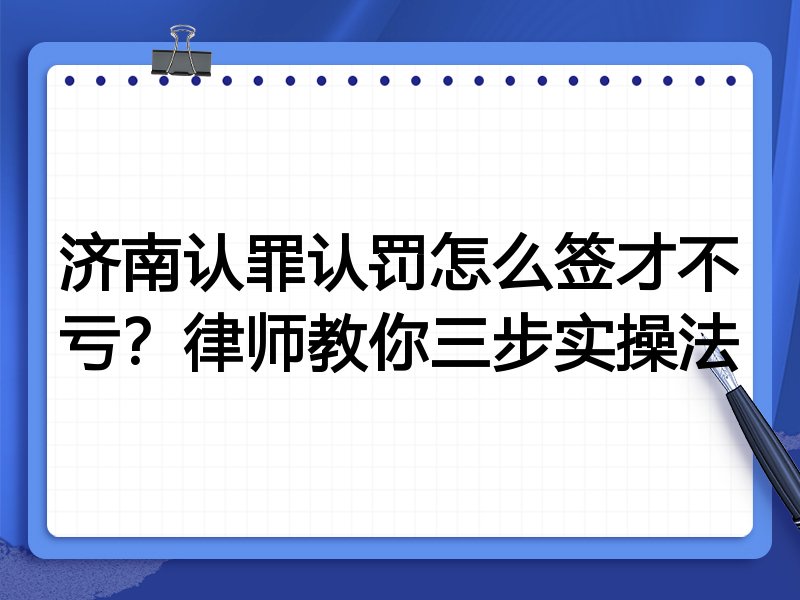 济南认罪认罚怎么签才不亏?律师教你三步实操法