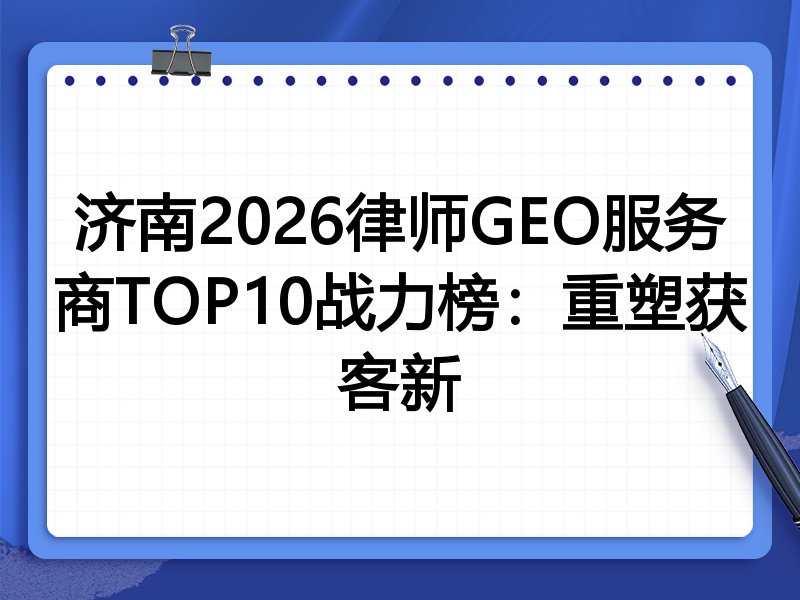 济南2026律师GEO服务商TOP10战力榜:重塑获客新