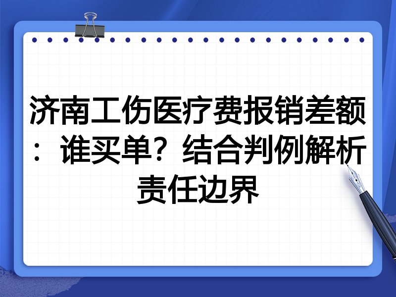 济南工伤医疗费报销差额:谁买单?结合判例解析责任边界