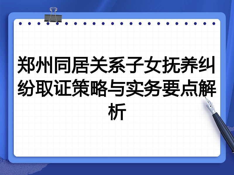 郑州同居关系子女抚养纠纷取证策略与实务要点解析