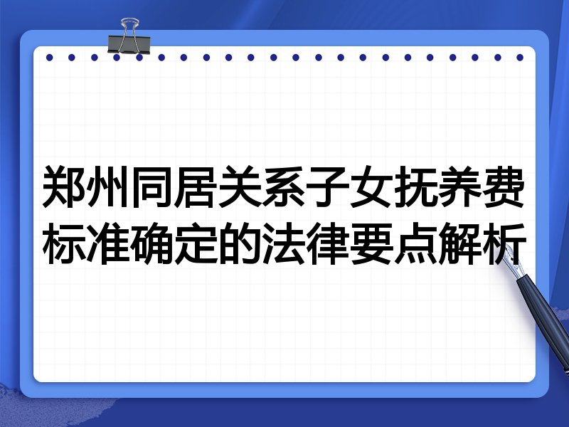 郑州同居关系子女抚养费标准确定的法律要点解析