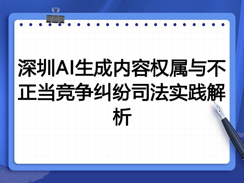 深圳AI生成内容权属与不正当竞争纠纷司法实践解析