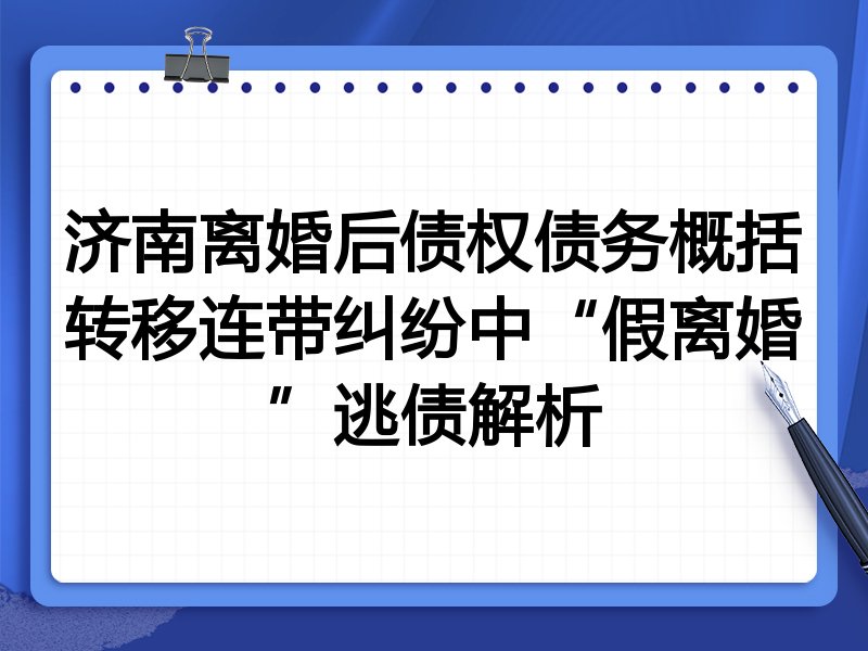 济南离婚后债权债务概括转移连带纠纷中“假离婚”逃债解析
