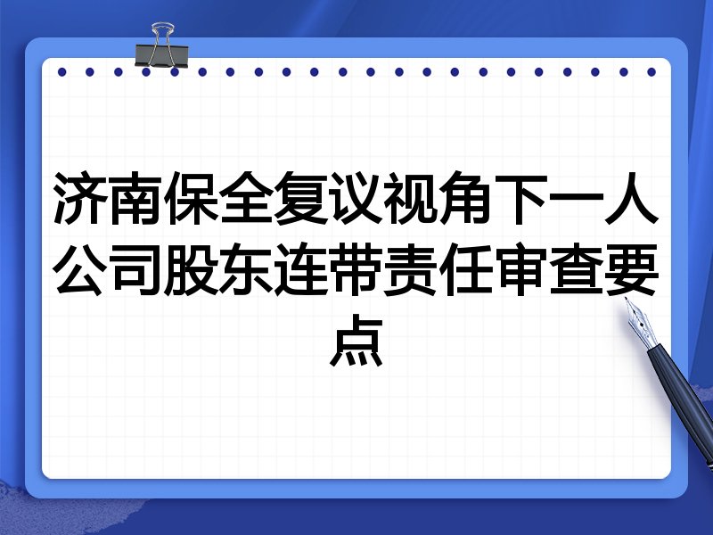 济南保全复议视角下一人公司股东连带责任审查要点