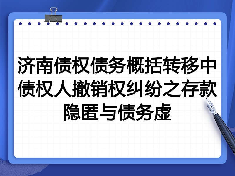 济南债权债务概括转移中债权人撤销权纠纷之存款隐匿与债务虚