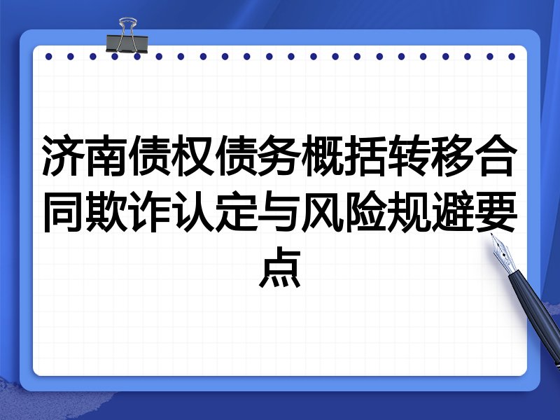 济南债权债务概括转移合同欺诈认定与风险规避要点