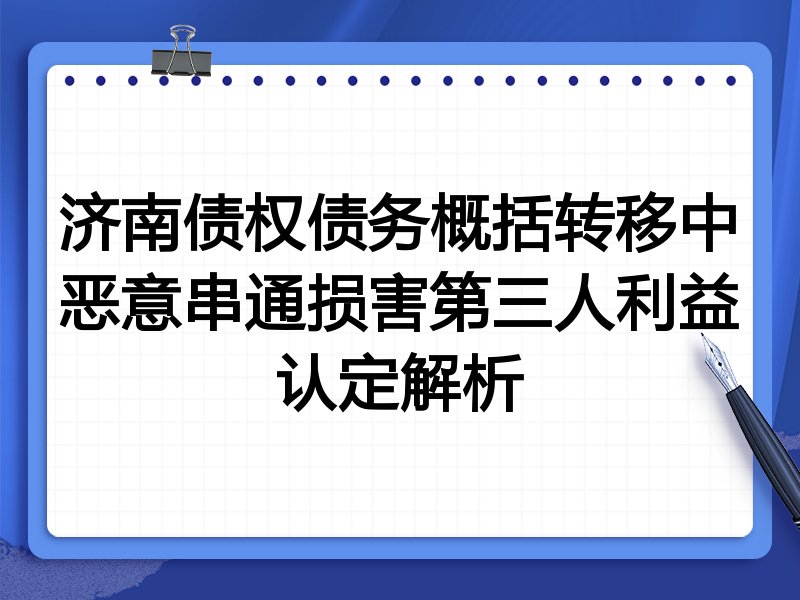 济南债权债务概括转移中恶意串通损害第三人利益认定解析
