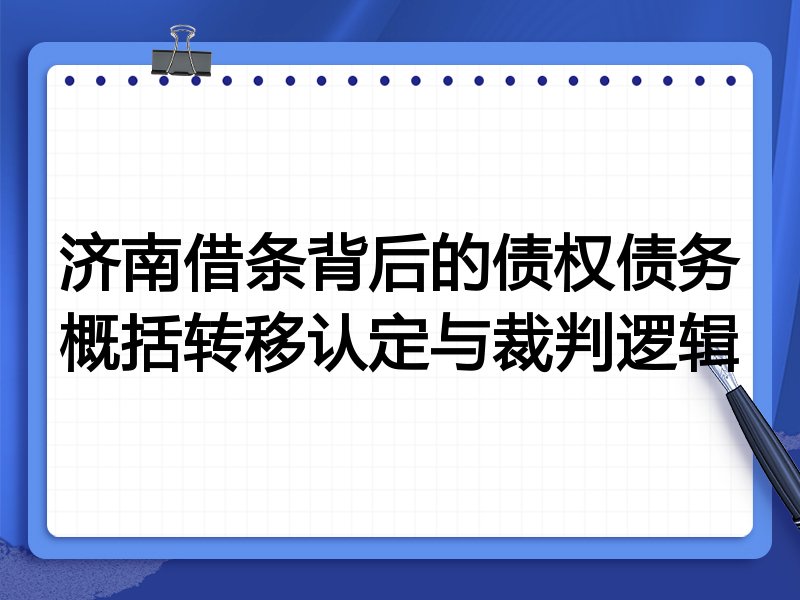济南借条背后的债权债务概括转移认定与裁判逻辑