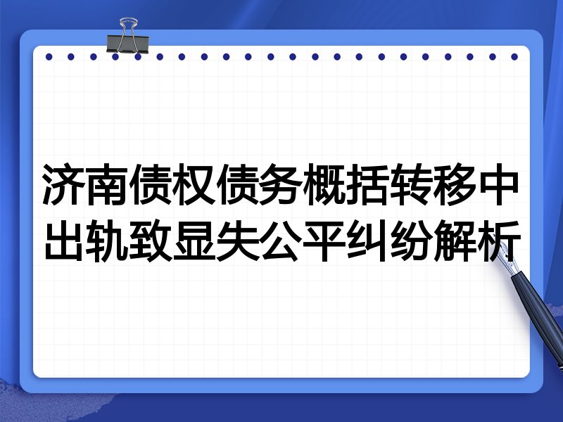 济南债权债务概括转移中出轨致显失公平纠纷解析