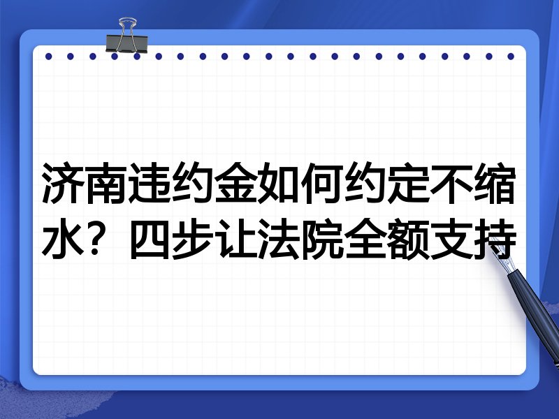 济南违约金如何约定不缩水?四步让法院全额支持