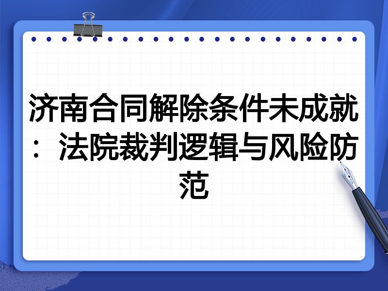 济南合同解除条件未成就:法院裁判逻辑与风险防范