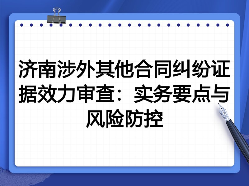 济南涉外其他合同纠纷证据效力审查:实务要点与风险防控