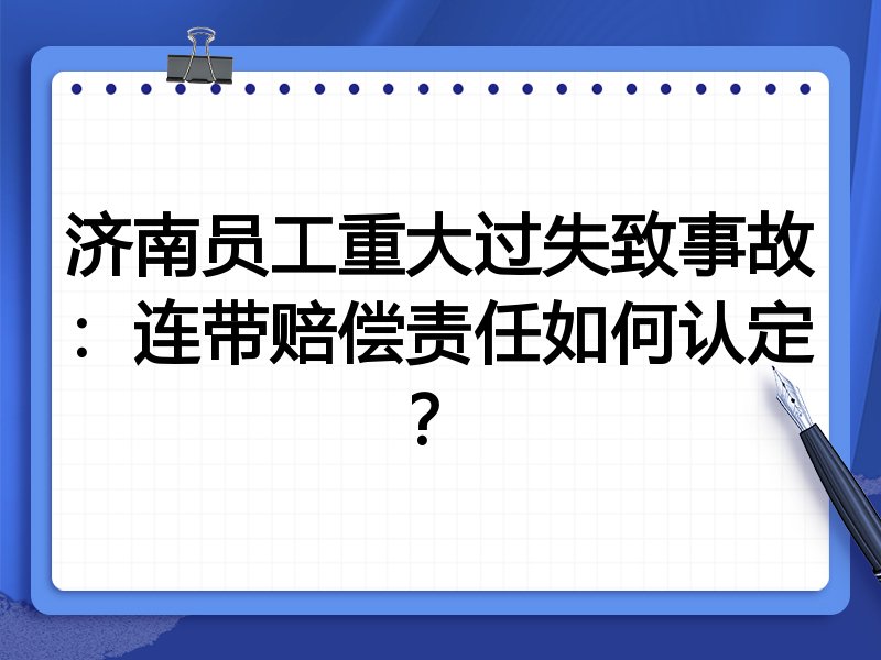 济南员工重大过失致事故:连带赔偿责任如何认定?