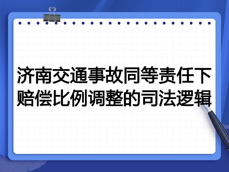 济南交通事故同等责任下赔偿比例调整的司法逻辑