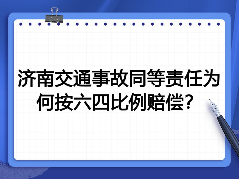 济南交通事故同等责任为何按六四比例赔偿?