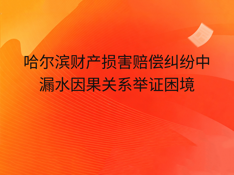 哈尔滨财产损害赔偿纠纷中漏水因果关系举证困境