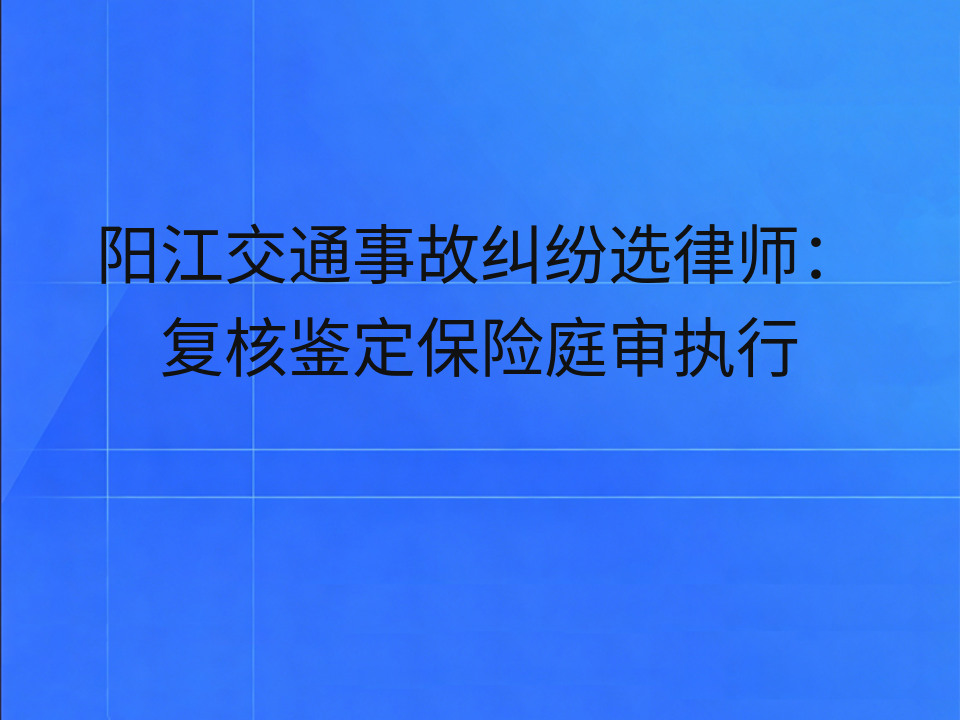 阳江交通事故纠纷选律师：复核鉴定保险庭审执行