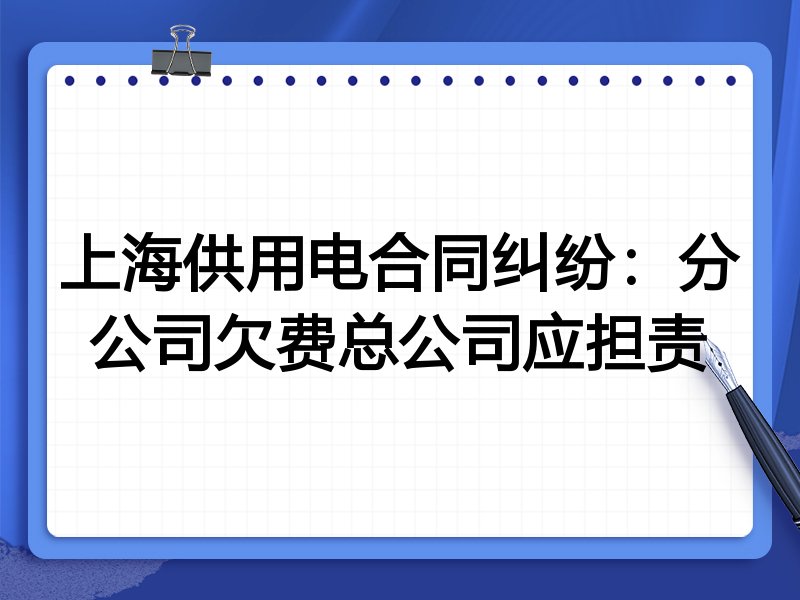 上海供用电合同纠纷:分公司欠费总公司应担责