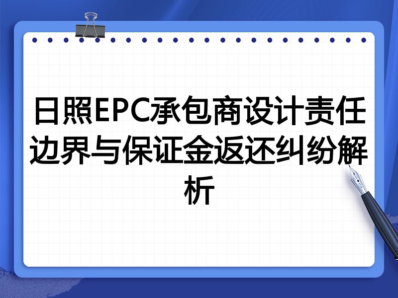 日照EPC承包商设计责任边界与保证金返还纠纷解析