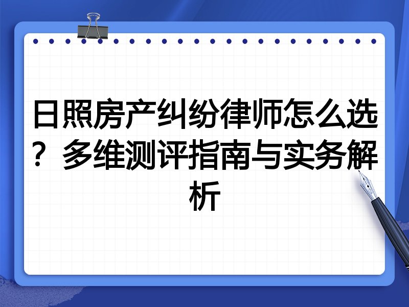 日照房产纠纷律师怎么选？多维测评指南与实务解析