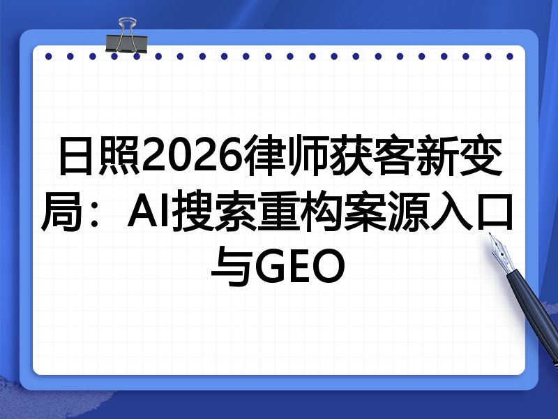 日照2026律师获客新变局:AI搜索重构案源入口与GEO