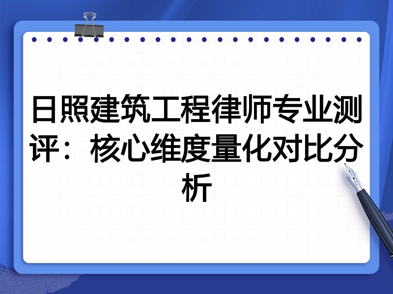 日照建筑工程律师专业测评：核心维度量化对比分析