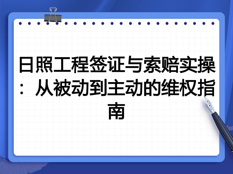 日照工程签证与索赔实操:从被动到主动的维权指南