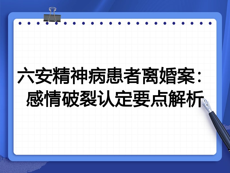 六安精神病患者离婚案:感情破裂认定要点解析