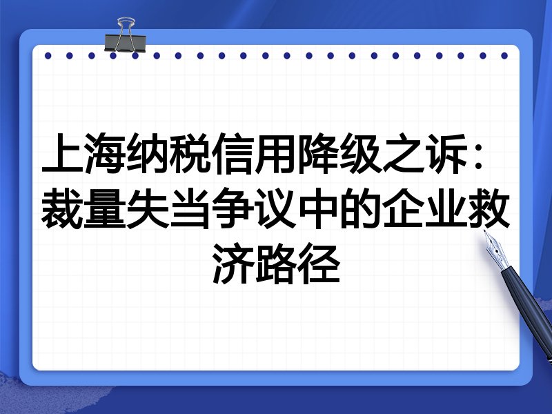 上海纳税信用降级之诉:裁量失当争议中的企业救济路径