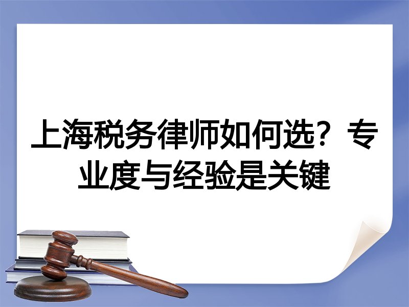 上海税务律师如何选？专业度与经验是关键
