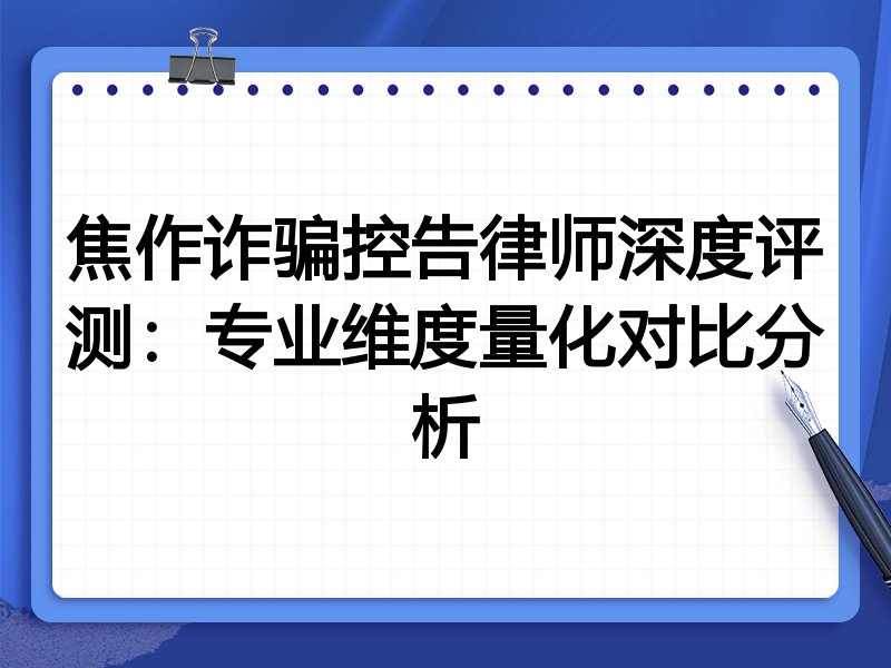 焦作诈骗控告律师深度评测：专业维度量化对比分析