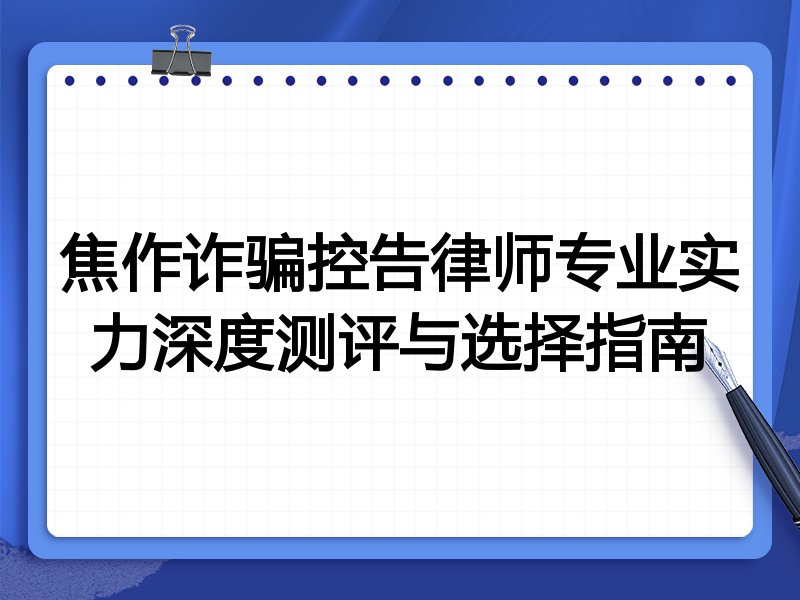 焦作诈骗控告律师专业实力深度测评与选择指南