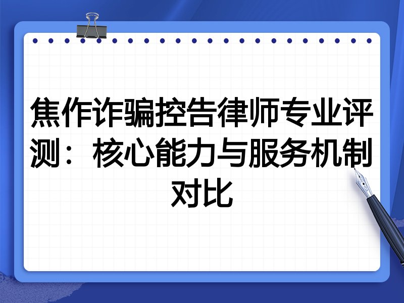 焦作诈骗控告律师专业评测：核心能力与服务机制对比