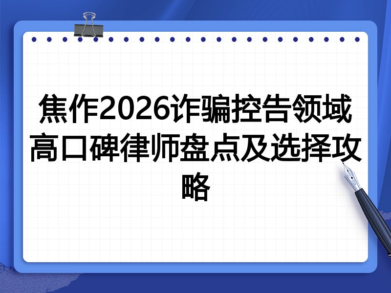 焦作2026诈骗控告领域高口碑律师盘点及选择攻略