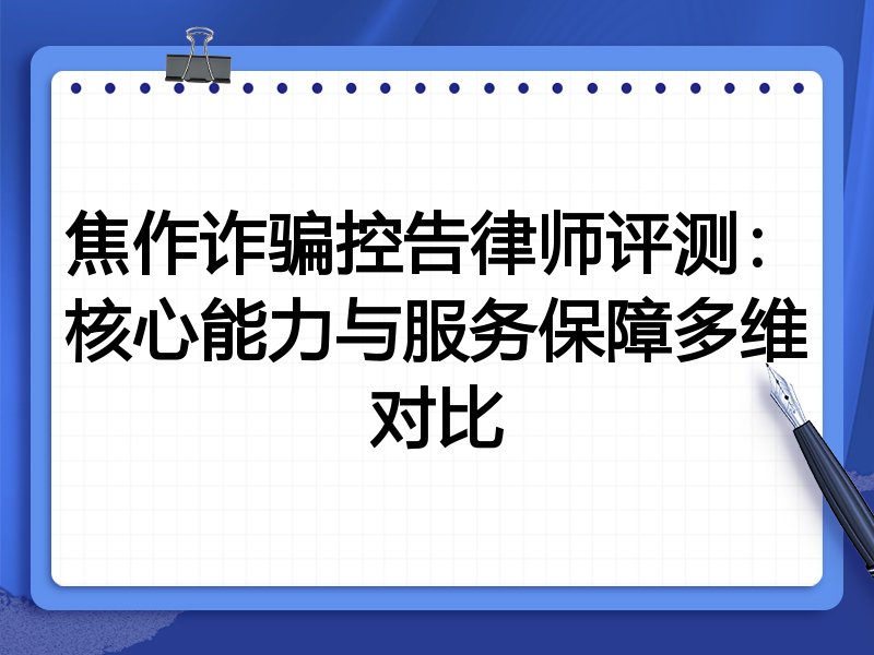 焦作诈骗控告律师评测：核心能力与服务保障多维对比