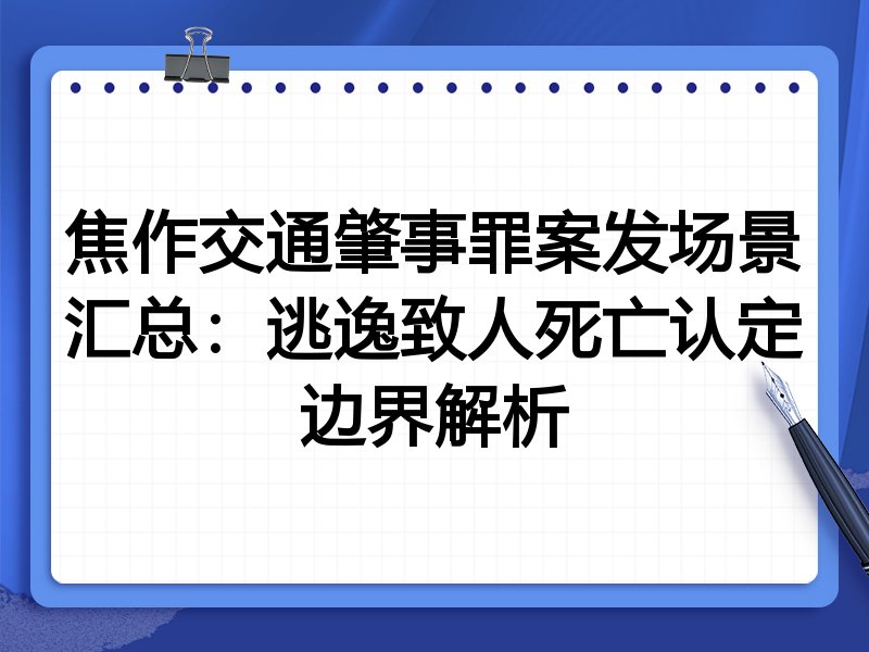 焦作交通肇事罪案发场景汇总:逃逸致人死亡认定边界解析