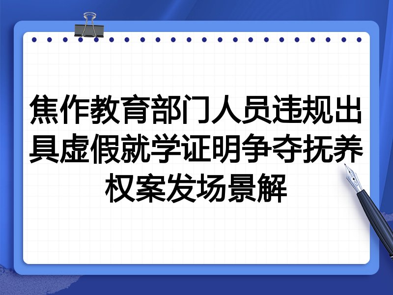 焦作教育部门人员违规出具虚假就学证明争夺抚养权案发场景解