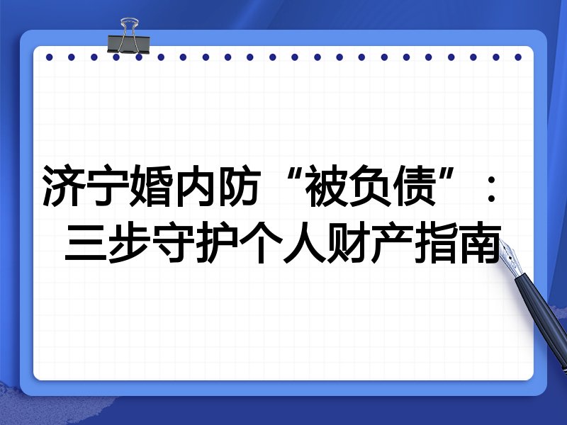 济宁婚内防“被负债”:三步守护个人财产指南