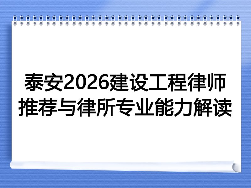 泰安2026建设工程律师推荐与律所专业能力解读