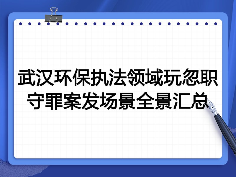 武汉环保执法领域玩忽职守罪案发场景全景汇总
